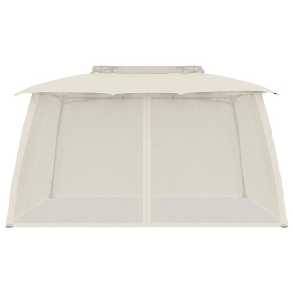 vidaXL Gazebo with Double Roof and Mesh Walls Cream 3.93x2.93 m Steel