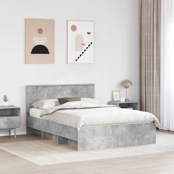 vidaXL Bed Frame Concrete Grey 150 x 200 cm Engineered Wood