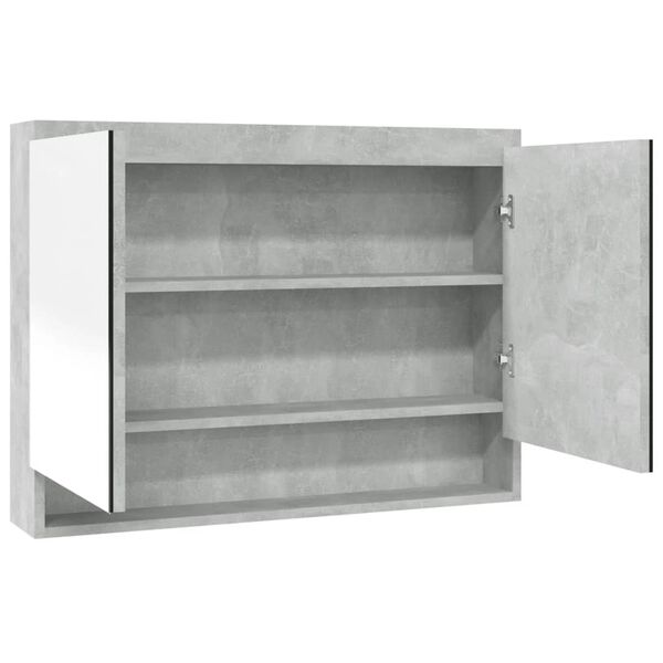 vidaXL Bathroom Mirror Cabinet 80x15x60 cm MDF Concrete Grey
