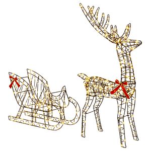 vidaXL Reindeer Pull Sleigh LOVIISA 450 LEDs Warm White