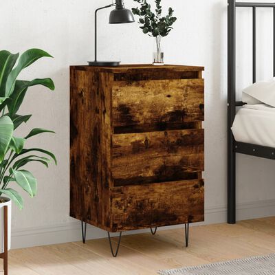 vidaXL Bedside Cabinet Smoked Oak 40x35x69 cm Engineered Wood