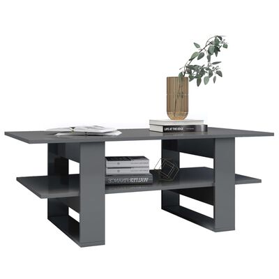 vidaXL Coffee Table High Gloss Grey 110x55x42 cm Engineered Wood