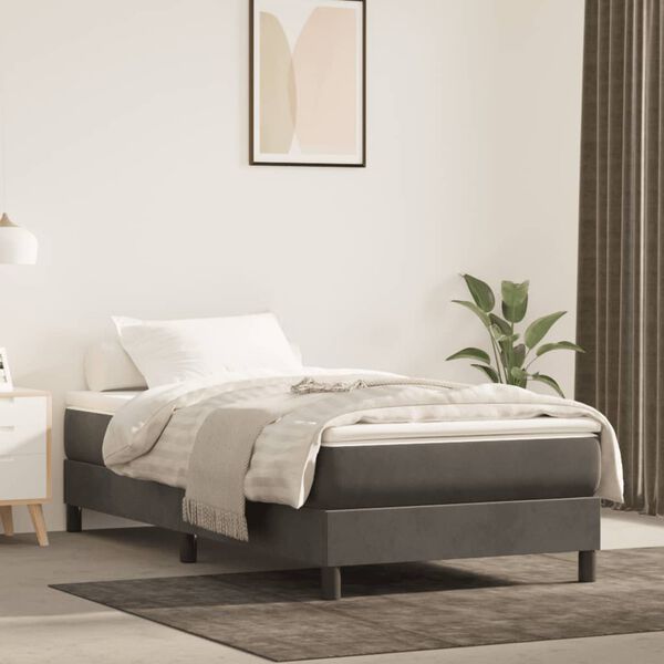 vidaXL Box Spring Bed Frame Dark Grey Single Velvet (UK/IE/FI/NO only)