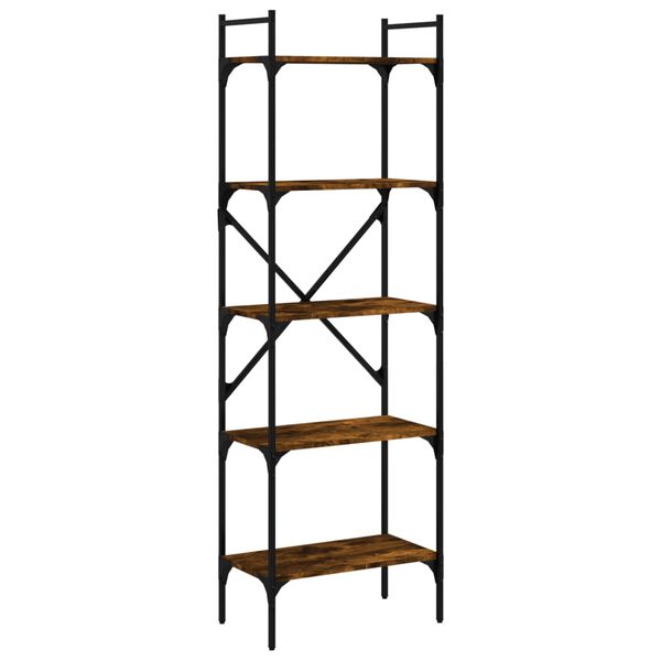 vidaXL Bookcase 5-Tier Smoked Oak 56x31.5x174 cm Engineered Wood