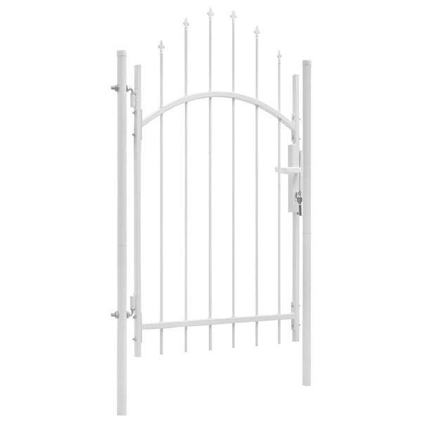 vidaXL Garden Gate Steel 1x2.45 m White