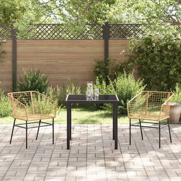 vidaXL Garden Dining Set 3 pcs Brown Poly Rattan