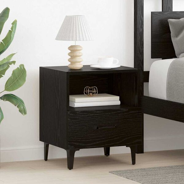 vidaXL Bedside Cabinet Black oak 40 x 35 x 47.5 cm Engineered wood