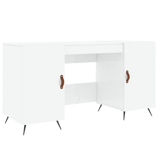 vidaXL Desk High Gloss White 140x50x75 cm Engineered Wood