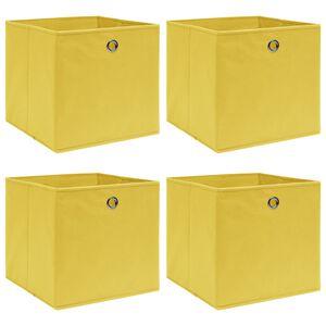 vidaXL Storage Box | Set of 4 | Yellow | Non-woven fabric (100% polyester)