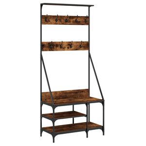 vidaXL Clothes Rack with Shoe Storage Smoked Oak 80x40x184 cm