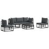 vidaXL Garden Sofa Set 6 pcs Black Aluminium
