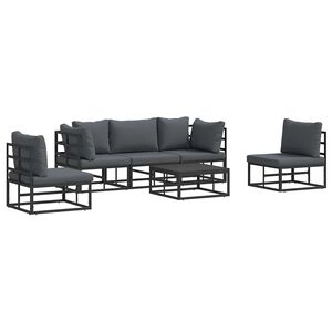 vidaXL Garden Sofa Set 6 pcs Black Aluminium