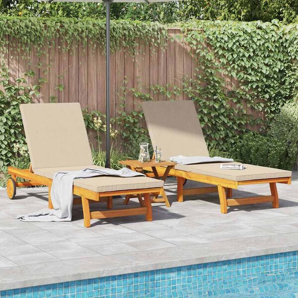 vidaXL Sun Lounger 2 pcs Brown 63 x 199 x 85cm Solid Acacia wood
