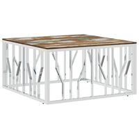 vidaXL Coffee Table Silver Stainless Steel and Solid Wood Reclaimed