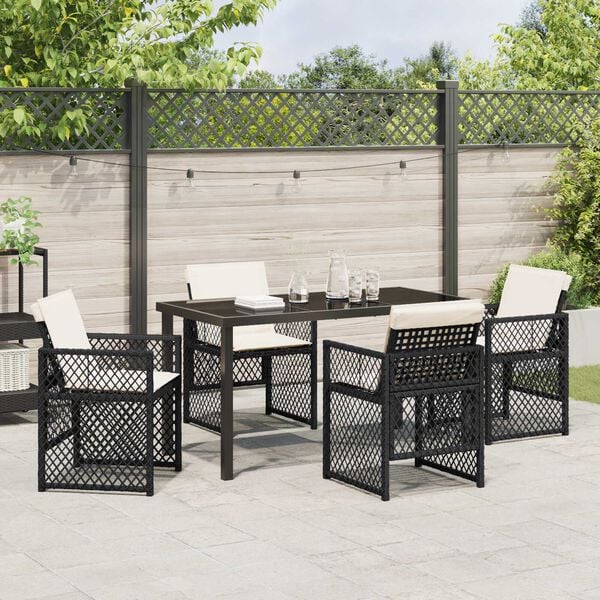 vidaXL Garden Dining Set 5 pcs Black Poly Rattan
