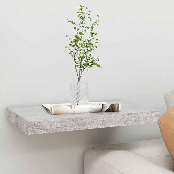 vidaXL Floating Wall Shelf Concrete Grey 50x23x3.8 cm MDF