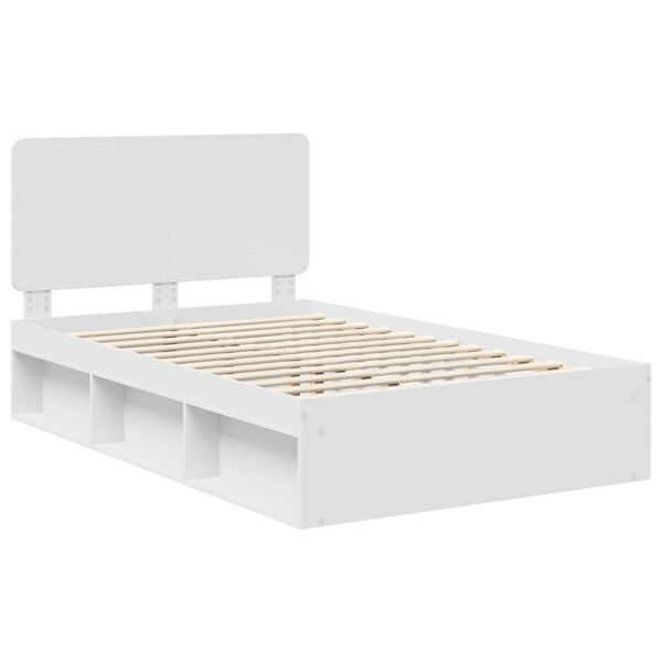 vidaXL Bed Frame with Headboard White 120 x 200 cm Solid Pine Wood