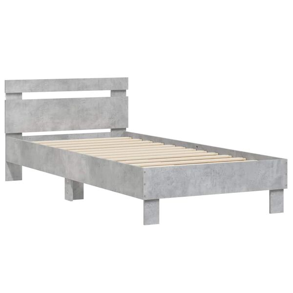 vidaXL Bed Frame without Mattress with LED Lights Concrete Grey 90x190 cm Single