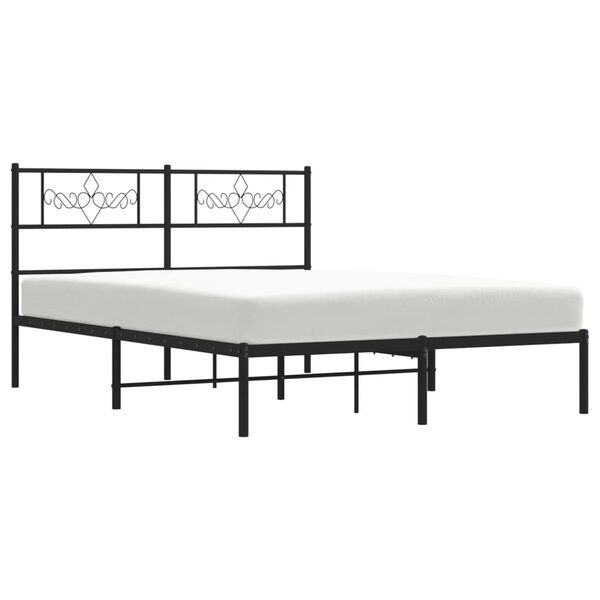 vidaXL Metal Bed Frame without Mattress with Headboard Black 160x200cm