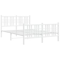 vidaXL Metal Bed Frame with Headboard and Footboard White 140x200 cm