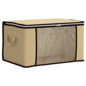 vidaXL Storage Box with Transparent Side Window Cream 43 x 34 x 23 cm