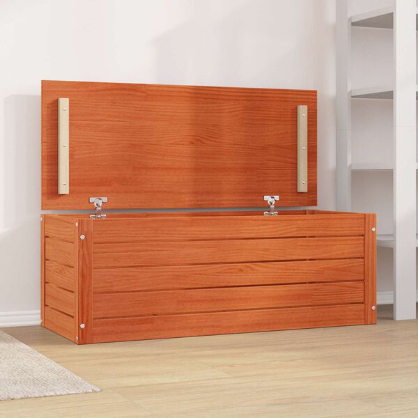 vidaXL Storage Box Wax Brown 89 x 36.5 x 33 cm Solid Pine Wood