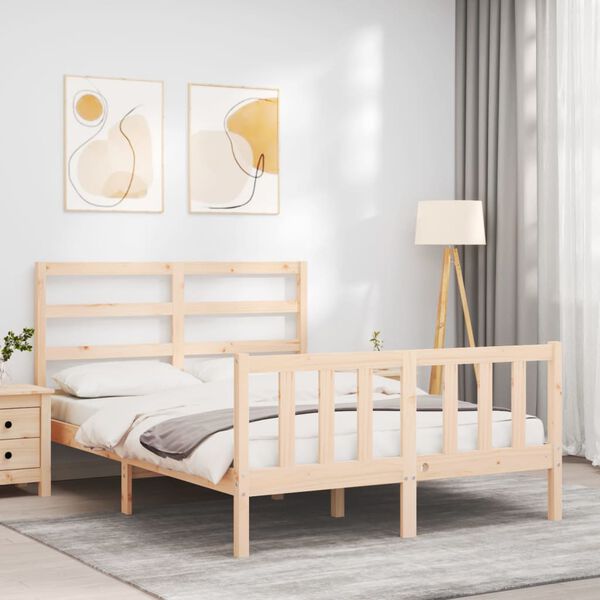vidaXL Bed Frame without Mattress Double Solid Wood Pine