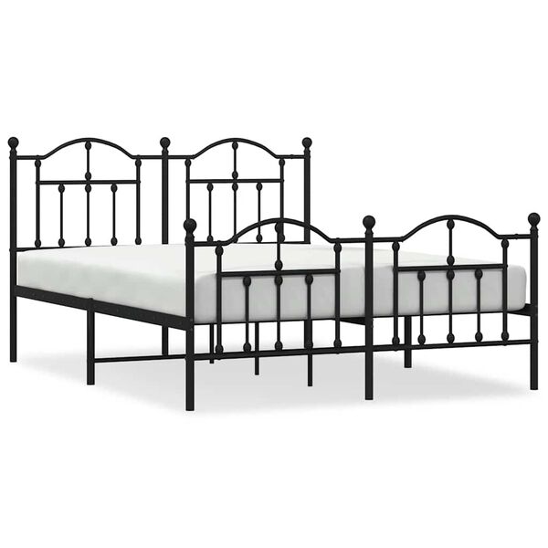 vidaXL Metal Bed Frame without Mattress with Footboard Black 140x200cm