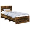 vidaXL Bed Frame with Headboard Smoked Oak 90 x 200 cm Engineered Wood