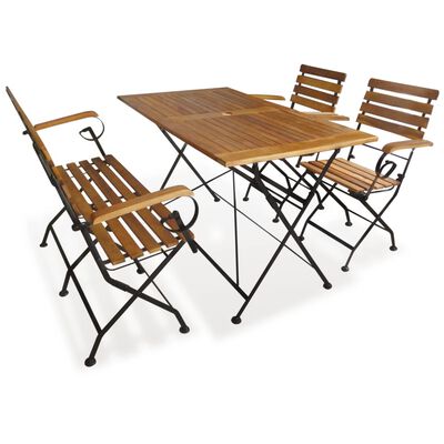 vidaXL 4 Piece Folding Outdoor Dining Set Solid Acacia Wood