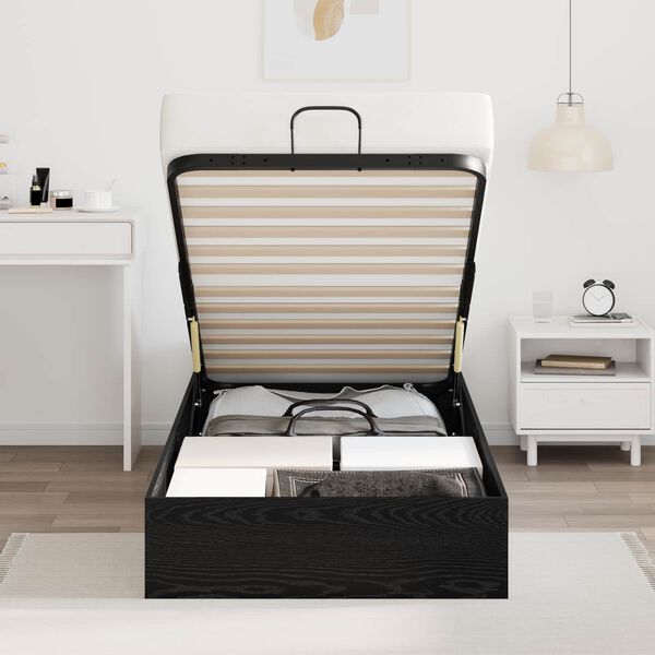 vidaXL Ottoman Bed Frame Black Oak 203 x 100 x 25 cm Engineered Wood
