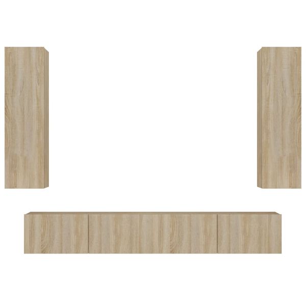 vidaXL 4 Piece TV Cabinet Set Sonoma Oak Engineered Wood