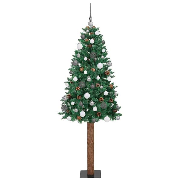 vidaXL Slim Christmas Tree Green 210 cm PVC and Solid Pine wood