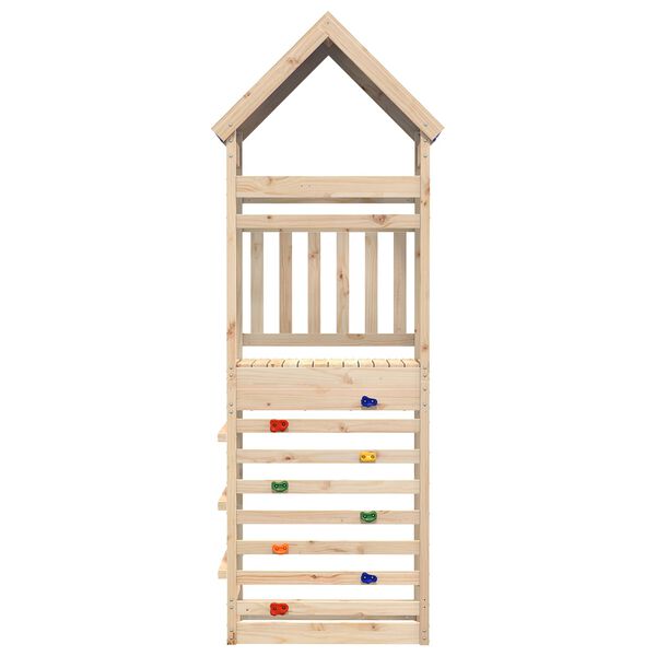 vidaXL Play Tower Brown 52.5 x 85 x 265 cm Solid Pine Wood
