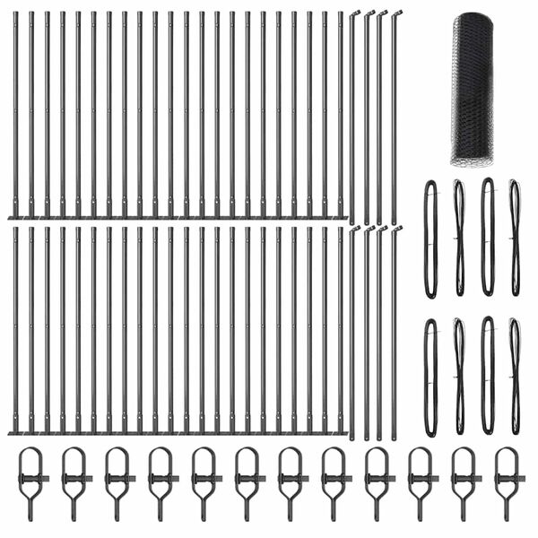 vidaXL Fence Post Grey 100 x 1 m (13 mm mesh) Steel and PVC