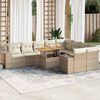 vidaXL 10 Piece Garden Sofa Set with Cushions Beige Poly Rattan Acacia