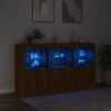 vidaXL Sideboard with LED Lights Brown Oak 181.5x37x100 cm