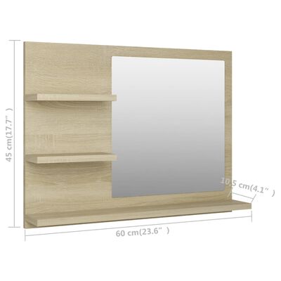 vidaXL Bathroom Mirror Sonoma Oak 60x10.5x45 cm Engineered Wood