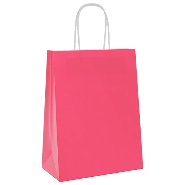 vidaXL Paper Bags 250 pcs with Handles Pink 21x11x28 cm
