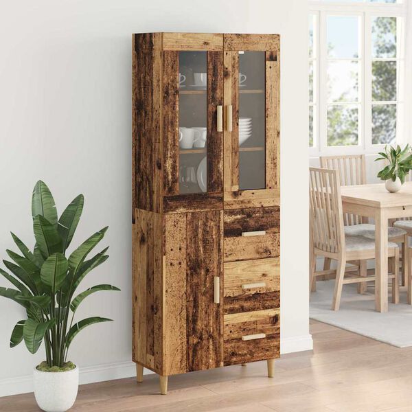vidaXL Highboard Old Wood 69.5 x 34 x 180 cm Engineered Wood