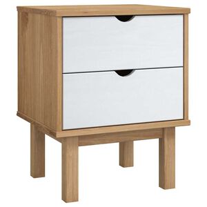 vidaXL Bedside Cabinet "OTTA" Brown&White 45x39x57cm Solid Wood Pine