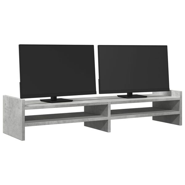 vidaXL Monitor Stand Concrete Grey 100x27x20 cm Engineered Wood