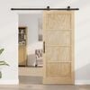 vidaXL Sliding Door Natural and Black 86 x 198.5 cm Solid Pine Wood