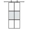 vidaXL Sliding Door Black 90x205 cm Tempered Glass and Aluminium