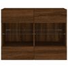 vidaXL TV Wall Cabinet with LED Lights Brown Oak 78.5x30x60.5 cm