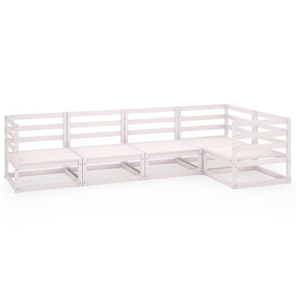 vidaXL 5 Piece Garden Lounge Set White Solid Wood Pine