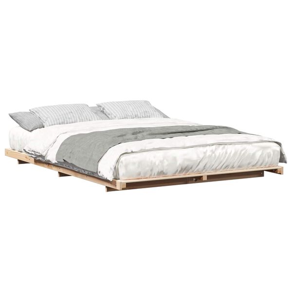vidaXL Floor Bed Frame Brown 160 x 210 cm Solid pine wood