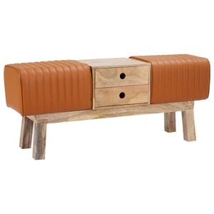 vidaXL Bench 110 x 30 x 45 cm Real Leather Brown