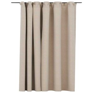 vidaXL Linen-Look Blackout Curtain with Hooks Beige 290x245 cm