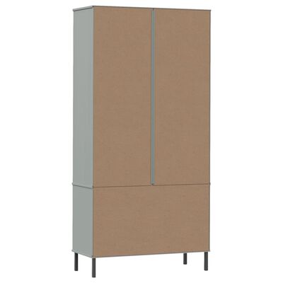 vidaXL Bookcase with Metal Legs Grey 85x35x172.5 cm Solid Wood OSLO